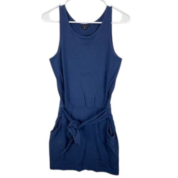 Theory Tie-Up Mini Dress‎ Women’s Size P Navy Sleeveless Casual Summer Chic - Picture 1 of 8